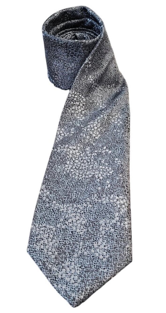 STACY ADAMS Handmade 100% Microfiber Tie Men's Gray Silver Geometric Necktie